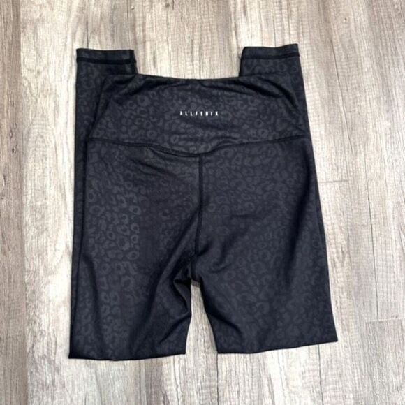 Anthropologie AllFelix Leopard Print Leggings Black Small 25” Active Running - Picture 10 of 14